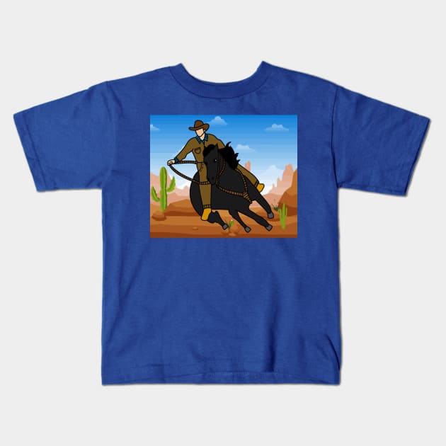 Rodeo Riding On A Horse Kids T-Shirt by flofin